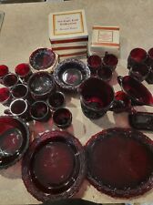 50-piece AssortedÂ Vintage Avon Cape Cod Collection 1876 Ruby Red dish set.