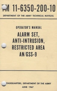 Historical book Alarm Set, Anti-Intrusion, Restricted Area, AN/GSS-9, Operator - Picture 1 of 1