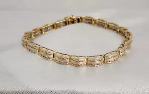 14k Yellow Gold Finish 5Ct Round Cut Lab Created Diamond Tennis Vintage Bracelet - Picture 1 of 6