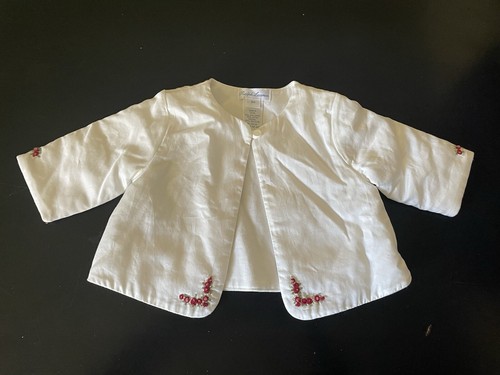 OFF WHITE Giacca bambino Ralph Lauren taglia 3M panna imbottita ricamata fiori bottoni