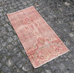 Vintage Oriental Small Carpet , Decorative 2x4 Rug , Handknotted Turkish Rug - Picture 1 of 9