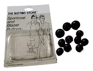 Vintage The Button Store Leather Sportcoat Blazer Black 11 Buttons Open Box - Picture 1 of 5
