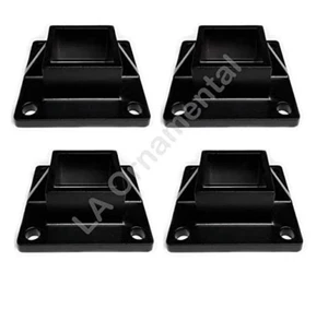 Floor Flange 2"x2" Square Aluminum Fence Posts Heavy Duty Deck Mount Black (4p) - Picture 1 of 5