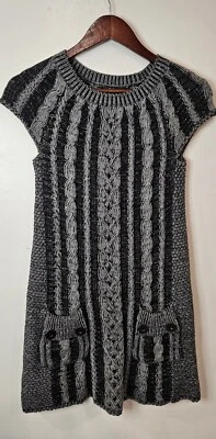 Style Co Petite Small Dress Womens Knit Sweater Dress Gray Black - Image 1 of 4