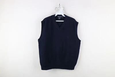 Chaleco Suéter Tejido Algodón Velero Desteñido Grande Nautica Para Hombres De Colección Años 90 Azul Marino Foto 1 de 4