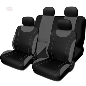 For Honda Flat Cloth Car Truck Seat Covers Set Black and Grey New - Picture 1 of 4