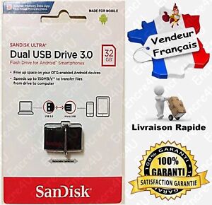 Clé Dual USB 3.0 OTG SANDISK ULTRA - Disponible en capacité 32 ou 64 Go Gb Giga