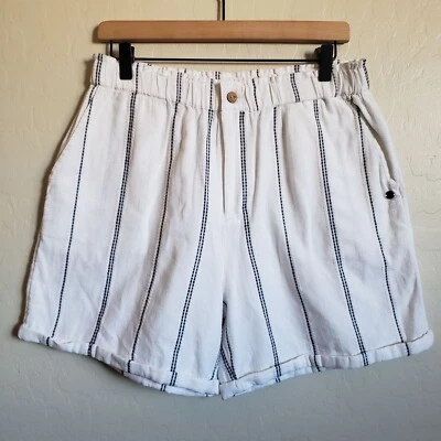 Roxy High-Rise Diamond Glow Bermuda Shorts Yard-Dyed Cotton White Size Large NEW - Image 1 of 4