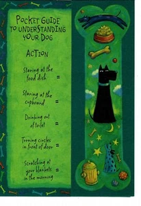 DOG LOVERS! POCKET GUIDE TO UNDERSTANDING YOUR DOG VINTAGE PET LOVE CARD - Picture 1 of 3