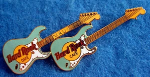 MAUI HAWAII AQUA BLUE FENDER GUITAR Hard Rock Cafe EYEBALL & 3LT GRID 2 PINS LOT - Picture 1 of 1