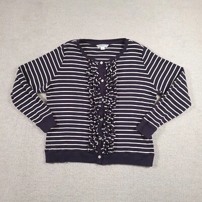 Pendleton Suéter Cárdigan Mujer XL Azul Marino Blanco Rayas Tejido Cuello Redondo Foto 1 de 4