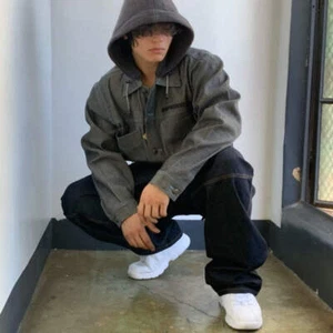 Giacca uomo Davoucci grigia in pile con cappuccio denim nuova con etichetta - Foto 1 di 6