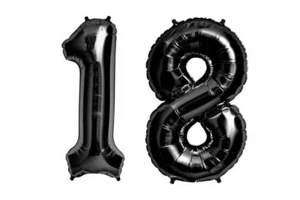 Giant 40" 18 Black Foil Number Balloons Photo Shoot 18th Birthday Float Helium - Picture 1 of 1