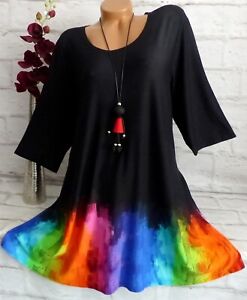Naveed Tunika Bluse Kleid Lagenlook Longshirt Top Taschen A Linie Bunt 2) 48 50