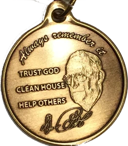 Dr Bob Rx Prescription Bronze AA Founders Keychain Always Remember It Sobriety - Picture 1 of 7