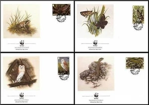 Jersey 1989  ☀ W.W.F. - Fauna /  frog owl insect bird☀ 4x FDC - Picture 1 of 1