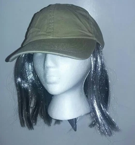 Party On Washed Denim Cotton Adjustable Baseball Cap With Attached Grey Hair Hat - Picture 1 of 1