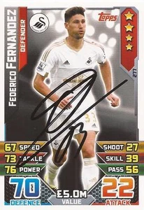 FEDERICO FERNANDEZ SIGNED SWANSEA 2015/2016 MATCH ATTAX TRADING CARD+COA - Picture 1 of 1