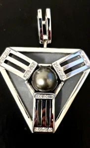 Großer Pierre Lang Anhänger RH/Rhodium graue Perle/Zirkonia - Neu/ungetragen - Bild 1 von 8