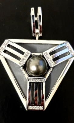 Großer Pierre Lang Anhänger RH/Rhodium graue Perle/Zirkonia - Neu/ungetragen - Bild 1 von 4