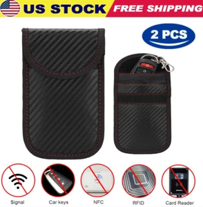 2Pcs Universal Car Key Signal Blocker Case Faraday Cage Pouch RFID Blocking Bag - Picture 1 of 12