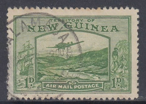 New Guinea 1939 1d BULOLO AIRMAIL Used, thinned Cover