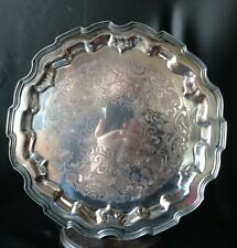 Vintage Silver Plated old English Drinks Serving Tray 12 In Diameter, Marlboro.