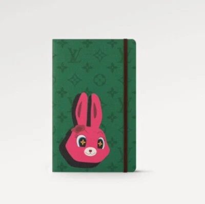 NIB LOUIS VUITTON Jane Note Book - Green with Pink Bunny - Image 1 of 3