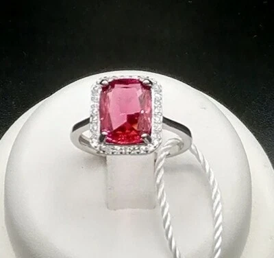 ANELLO ENGAGEMENT IN ORO BIANCO 18 KT. TIT. 750 CON RUBINO E BRILLANTI. - Bild 1 von 4