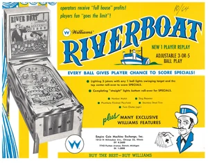 Riverboat Williams Pinball Flyer / Folleto / Anuncio - Difícil de encontrar - - Imagen 1 de 1
