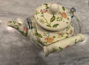 Tetera Jucoan vintage esmaltada de 2,6 cuartos, esmalte floral verde en tetera de acero - Imagen 1 de 5