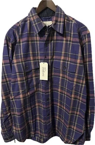 Camisa SHUTTLE NOTES Master Cloth JAPÓN Púrpura Mezcla Algodón/Lino FLANELA Talla-3/L - Imagen 1 de 7