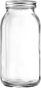 GLING [1 Count 64 oz. Wide-Mouth Glass Mason Jars with Metal Airtight Lids and B - Picture 1 of 4