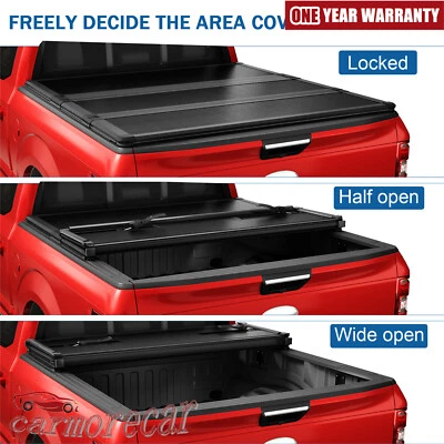 For 1999-2024 Ford F250/350 Super Duty 8ft Long Bed Hard 3-Fold Tonneau Cover - Image 1 of 4