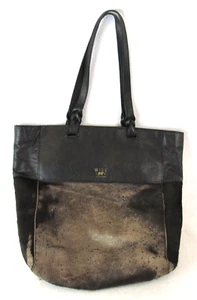 VTG Will Leather Goods Cow Hair Hide Black Leather Tote Shoulder Bag Western - Picture 1 of 14