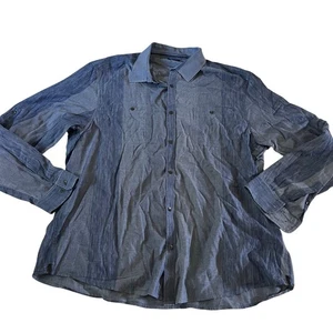 Kenneth Cole Blue Gauzy Cotton Casual Long Sleeve Shirt Men's XXL - Picture 1 of 9