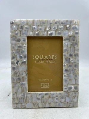 Two's Company Squares Mother of Pearl 4x6 Photo Frame Stand Tabletop - Image 1 of 4