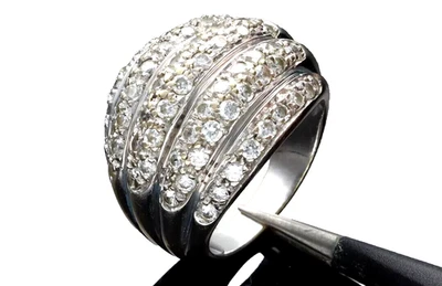 16 gr DAVVERO BELLO ANELLO ORO 750 18 kt bianco Zirconi brillanti Natale - Immagine 1 di 4