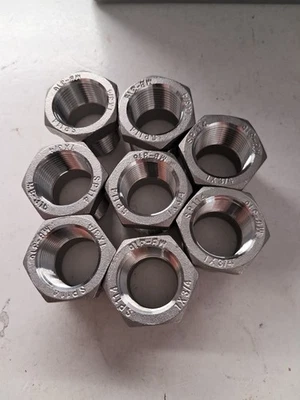 Lot of 8 1" X 3/4" NPT Pipe Thread Hex Reducer Bushing 304 Stainless - Image 1 of 4
