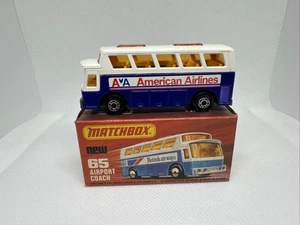 Matchbox Superfast No 65 Airport Coach Dark Met Blue American Airlines mit Box - Bild 1 von 14