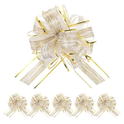 6Pcs Pull Bows for Gift Wrapping, 8 in White Party Wedding Gift Bow Foto 1 de 4