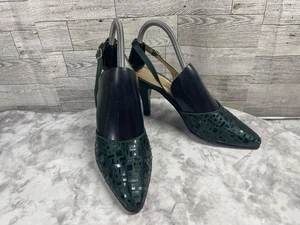 Vintage St John hochhackige Damenschuhe 8M grün Satin Fersenriemen verziert formell Party - Bild 1 von 23