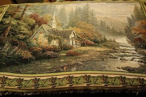 Thomas Kinkade Painter of Light Cottage Woven Tapestry Style Throw Blanket 66x43 - Picture 1 of 22