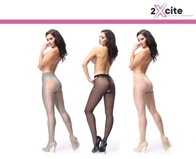 COLLANTS ENTREJAMBE 40 DENIERS BRILLANT TRANSPARENT OUVERT GUSSET PAR MISS O 4 COULEURS - Photo 1/2