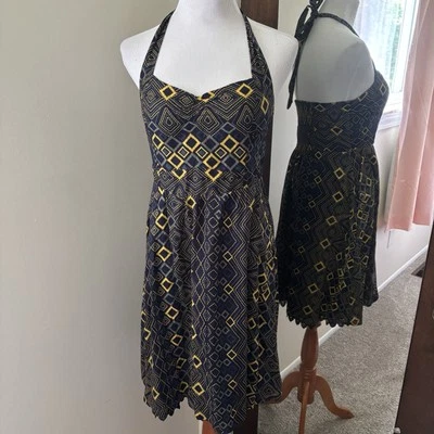 Vestido Edme & Esyllte Repetición Redención Pin Up Retro Geométrico Halter Talla 8 Foto 1 de 4