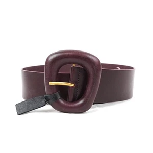 Saint Laurent Covered Buckle Leather Belt In Spring Prune Women's Size 75cm/30in - Picture 1 of 10