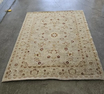 Hand Woven Rug 6'2”X 5’ft Geometric Wool Light Brown By Art Resources Pakistani  - Image 1 of 4