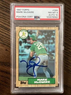 1987 Topps - Mark McGwire #366 PSA 8/DNA Auto 10 Foto 1 de 2