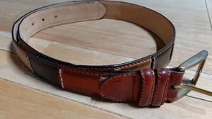 Bullock & Jones Leather Belt Men's 38 Vintage Look Patchwork Brass Buckle Spain - Picture 1 of 19