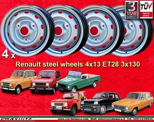 4 cerchi acciaio Renault R4 R5 R6 1978-93 4x13 ET28 steel wheel Stahlfelge - Foto 1 di 21